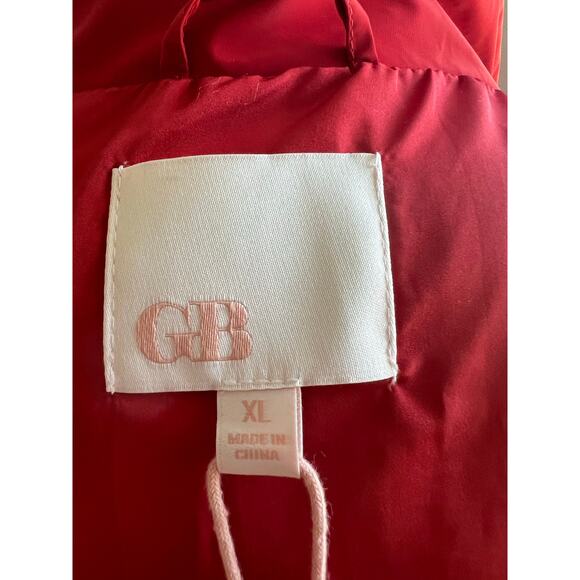 NWT GB Red Puffer Zip Front High Neckline Functional Pockets Cropped Jacket XL - Picture 9 of 13